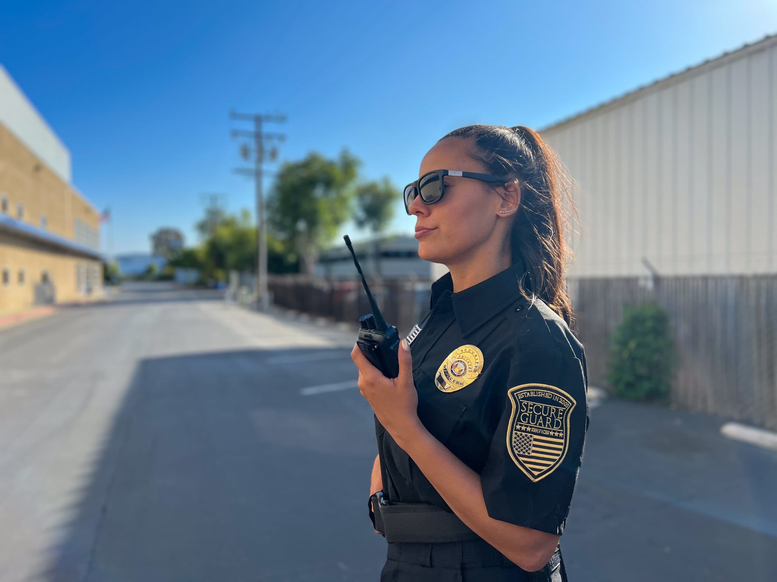 security guard checking patrol route